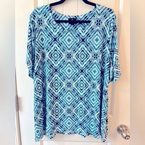 JM Collection multi colored blouse Tie Dye geometric print size 3X